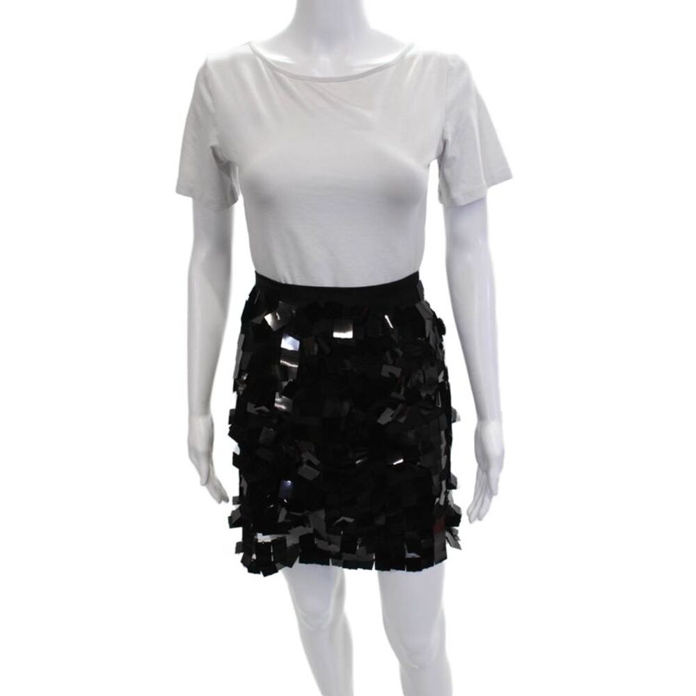 Nonchalant Label Women Straight Pencil Skirt Black Polyester Zip Short Size M